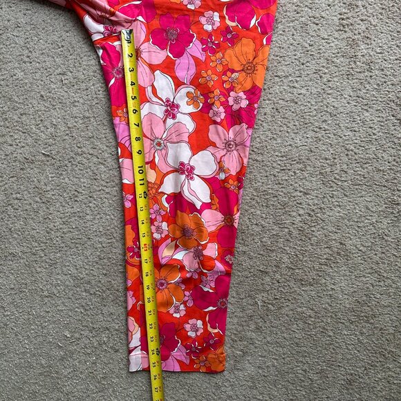 Talbots Pants Womens 10 34x25 Perfect Crop Floral Bright Mid Rise - Picture 10 of 14
